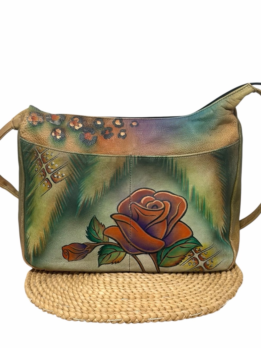 Anuschka Rose Floral Leather Handbag - Like New